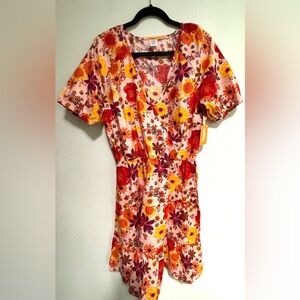 Woman’s Gymboree Sz M,Floral Faux Wrap-Style Short Sleeve Dress,Match’s Girls